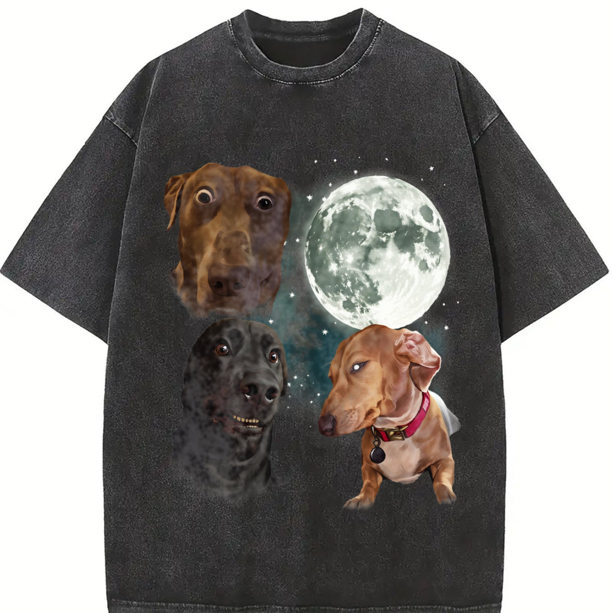 Three Dog Meme Moon Vintage Washed T-Shirt product image 2