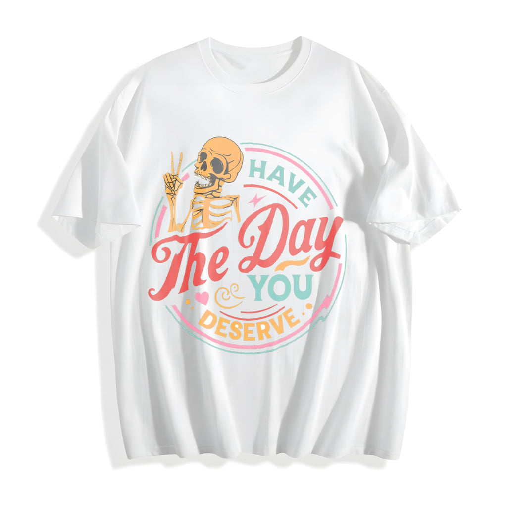 Skeleton Peace Sign Have The Day You Deserve Boxy Sarcastic product image 2