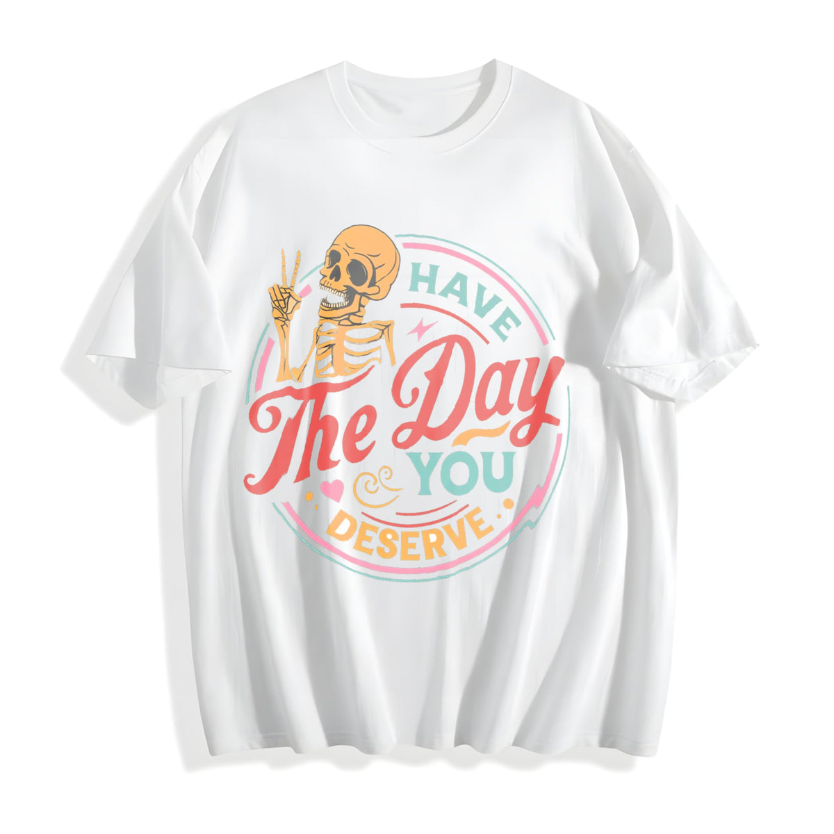 Skeleton Peace Sign Have The Day You Deserve Boxy Sarcastic product image 2
