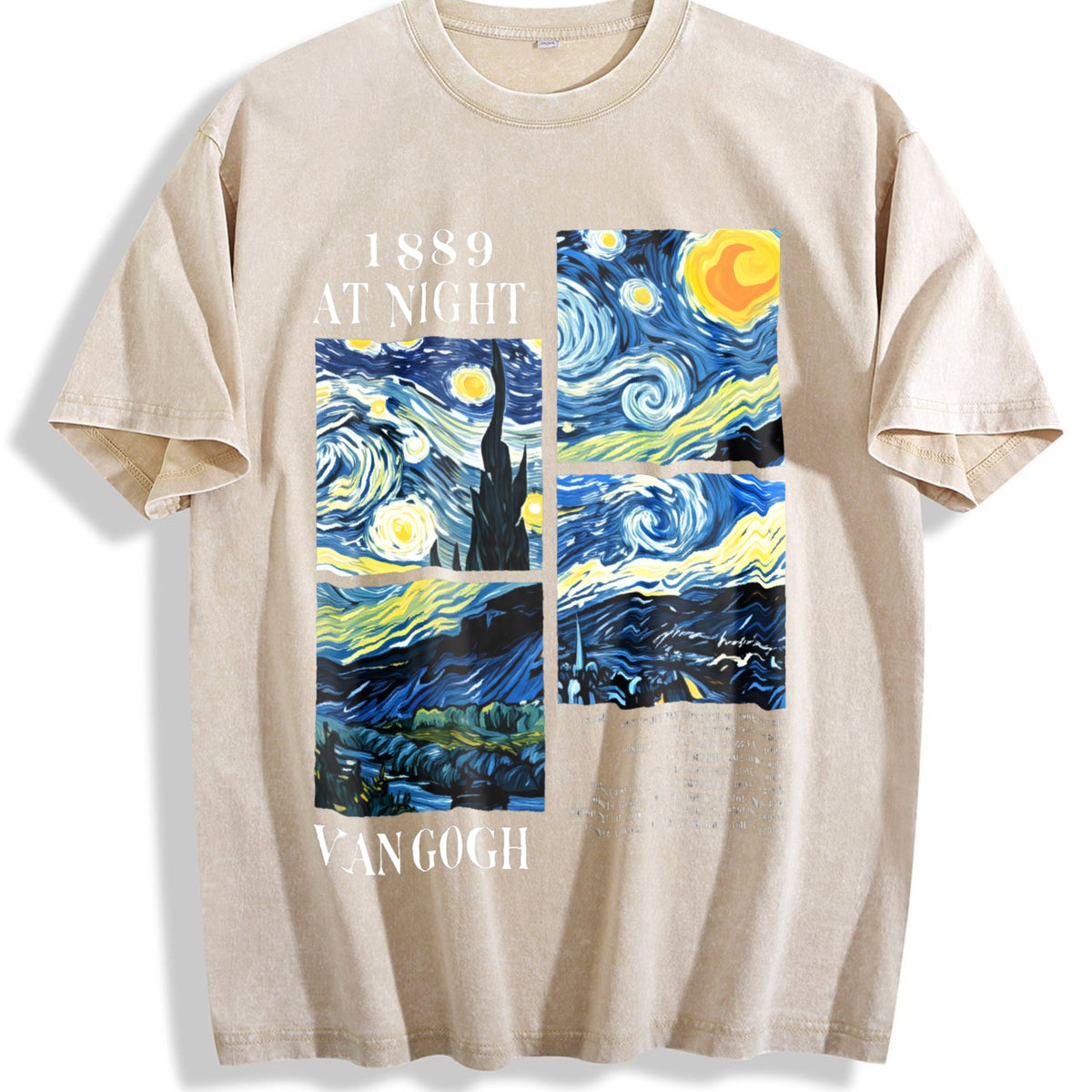Starry Night Art Collage Vintage Washed T-Shirt product image 1