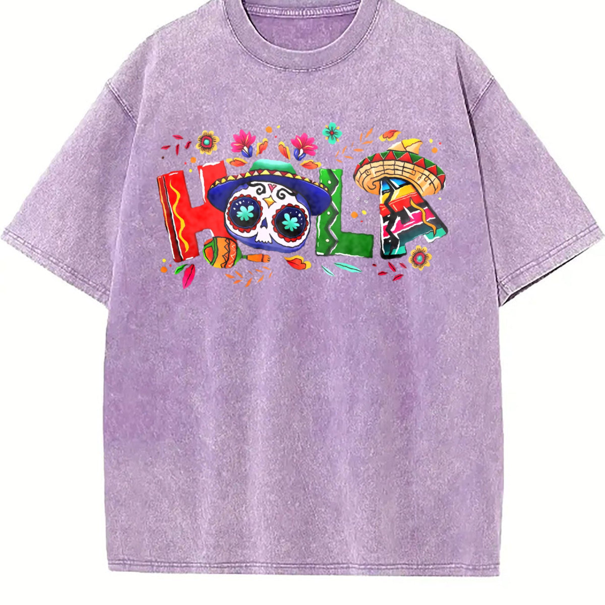 Holiday Letter Wide Brim Hat Cinco De Mayo Carnival Vintage Washed T-Shirt