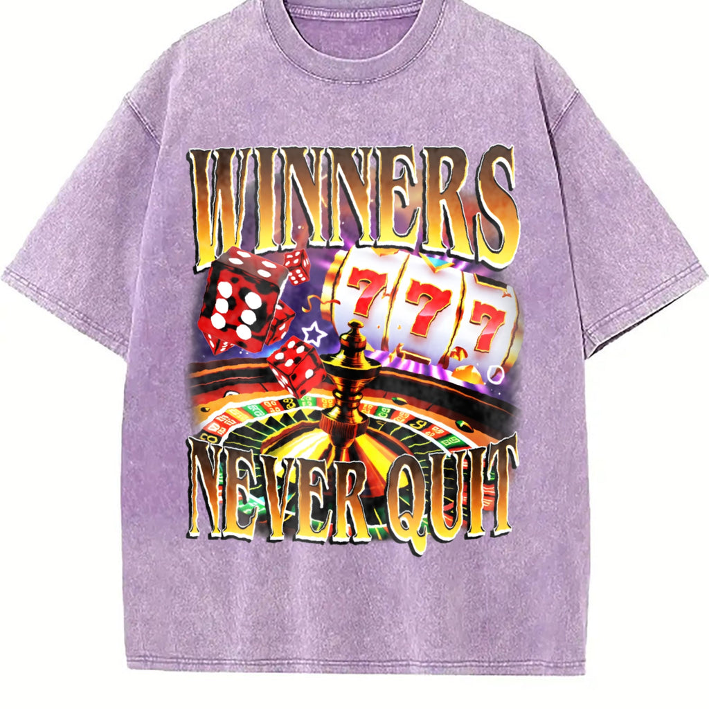 Winners Never Quit Funny Gambling Bootleg Vintage Washed product image 6
