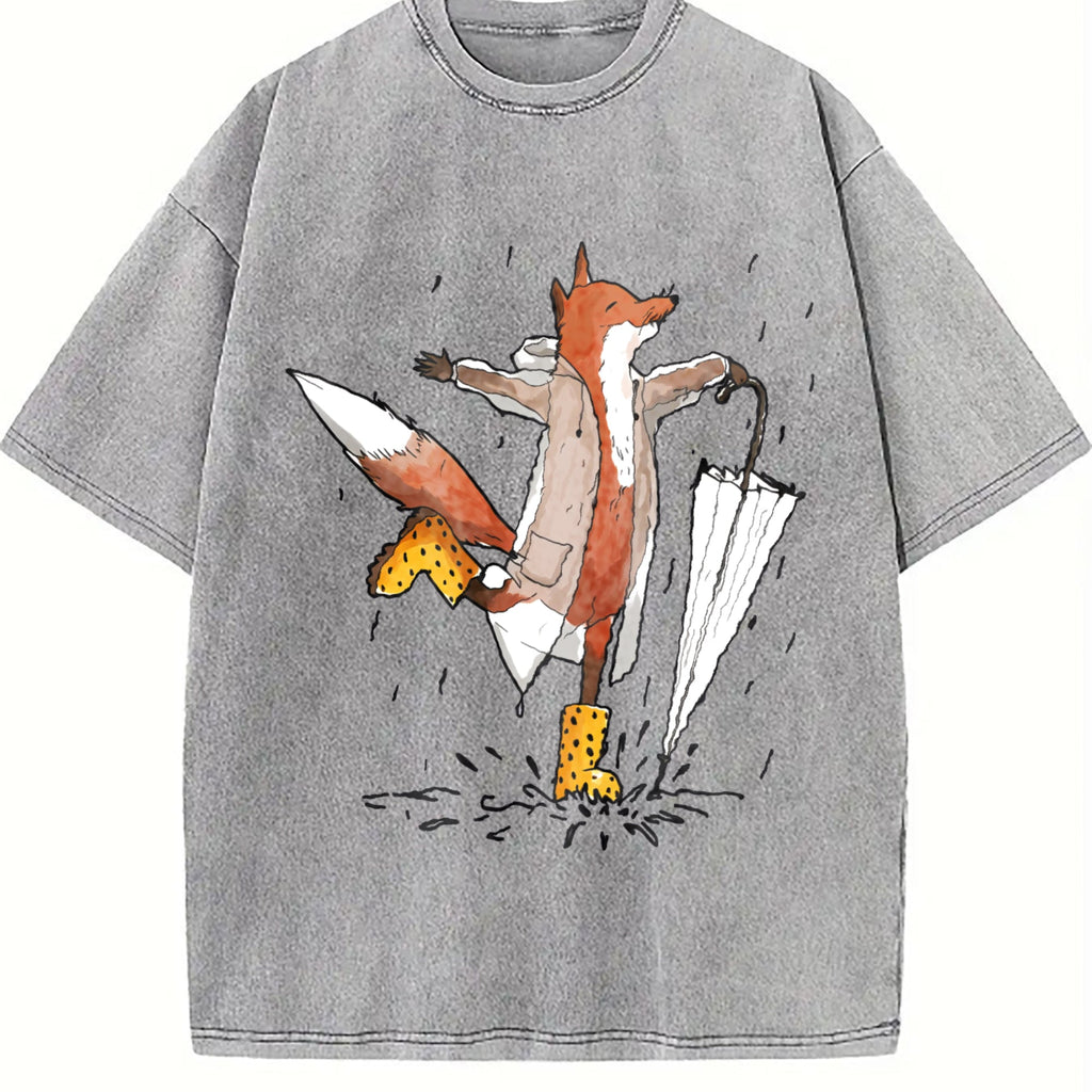 Fox In The Rain Vintage Washed T-Shirt product image 5