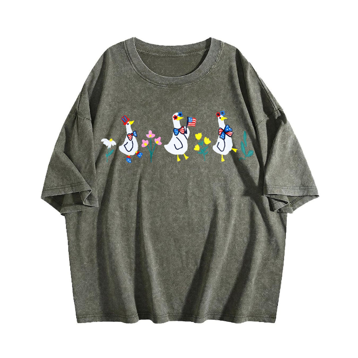 Patriot Floral Goose Vintage Washed T-Shirt product image 4