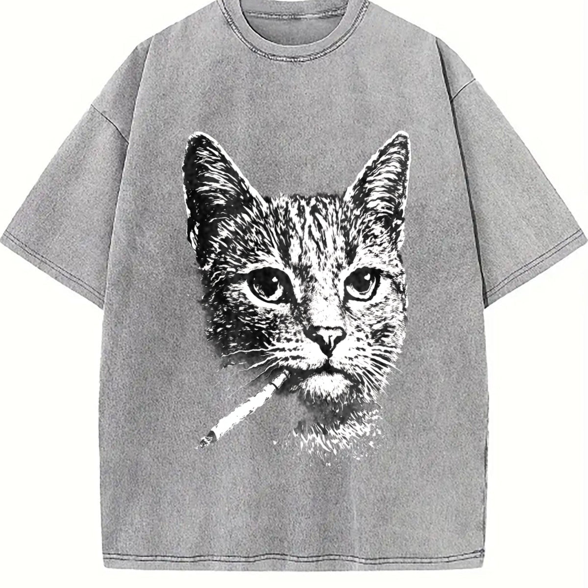 Funny Smoking Cat Meme Vintage Washed T-Shirt product image 5