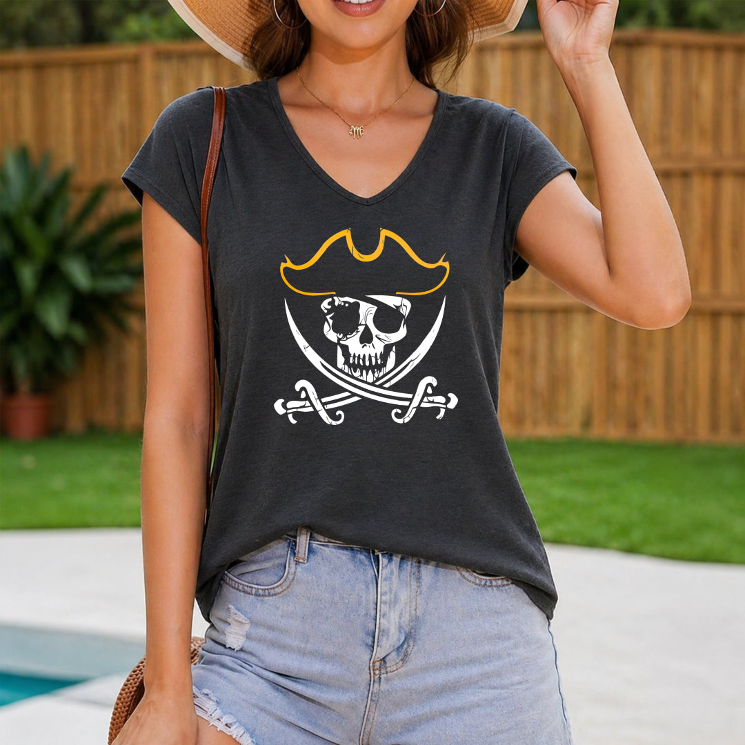Pirate - Skull & Crossbones Women's V-Neck Tank Top