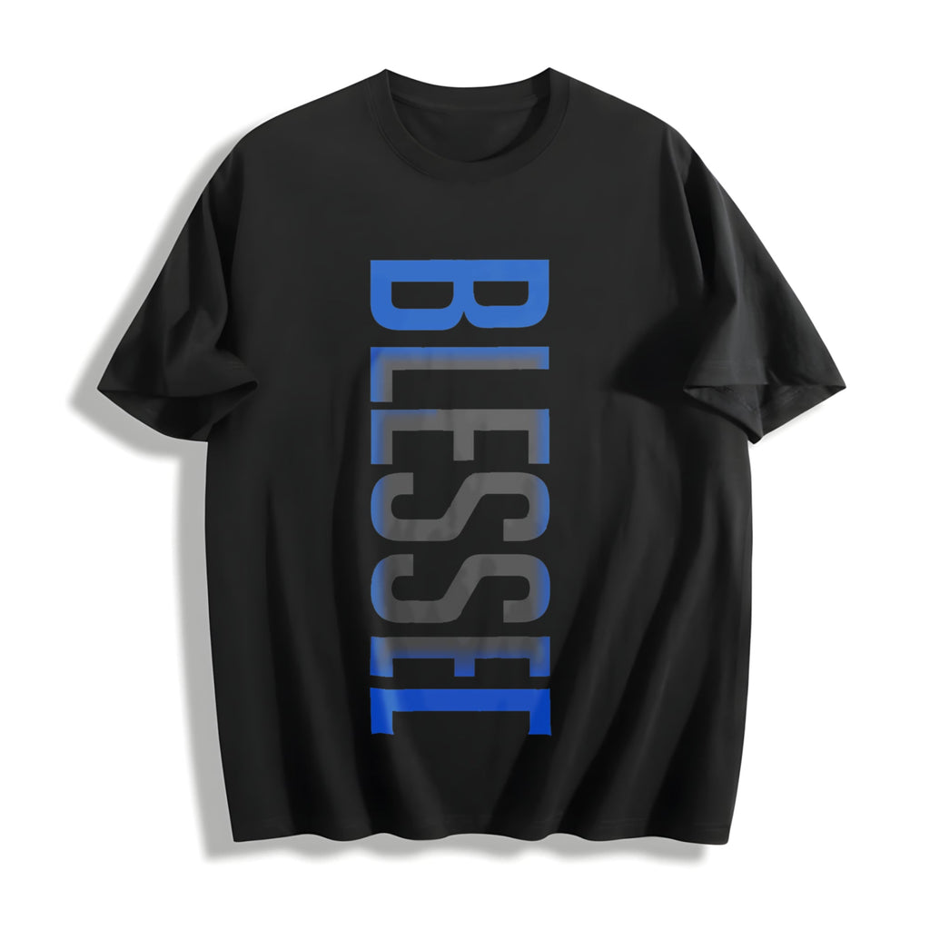 Blessed Blue Lettering Cotton T-Shirt product image 1