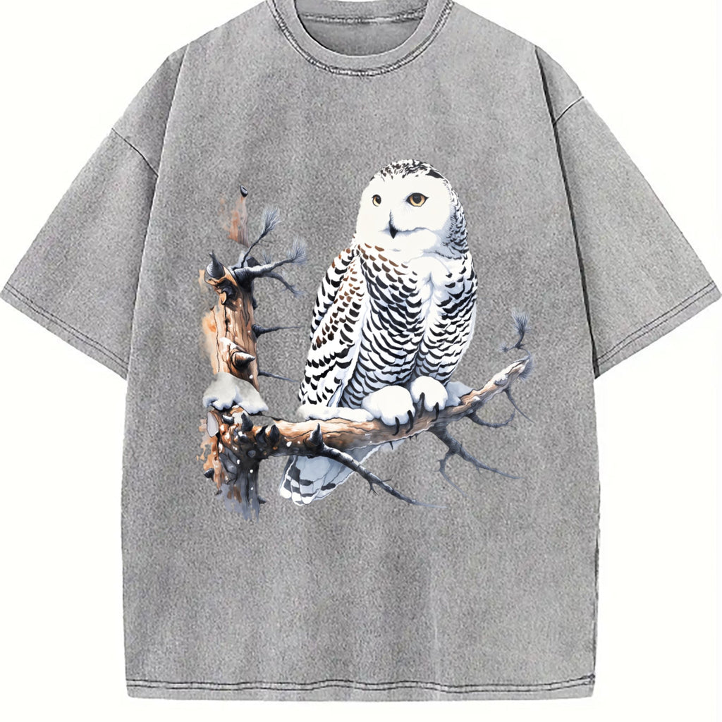 Snow Owl Nature 90s Vintage Washed T-Shirt product image 5