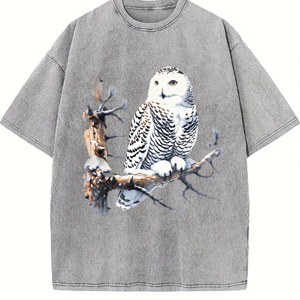 Snow Owl Nature 90s Vintage Washed T-Shirt product image 5