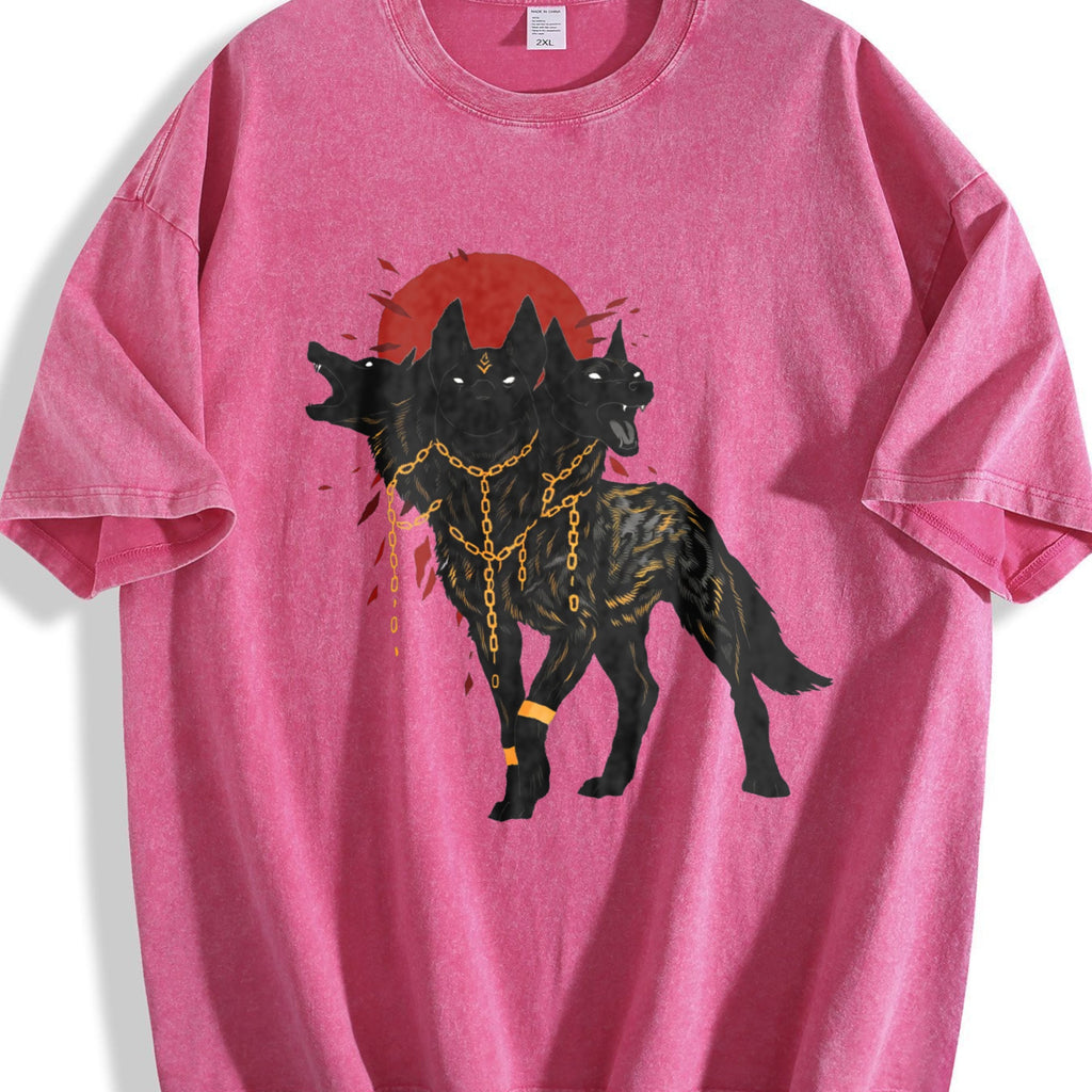 Summer : Red Moon Cerberus Vintage Washed T-Shirt product image 7