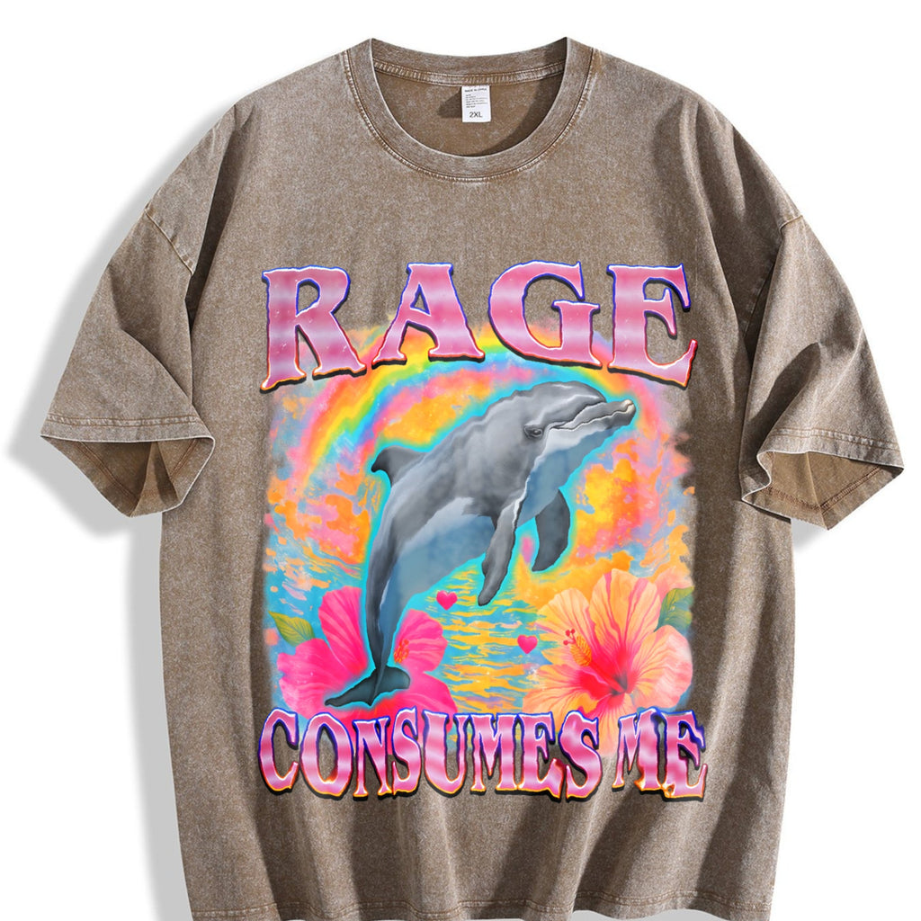 Rage Consumes Me Dolphin Vintage Washed T-Shirt product image 3