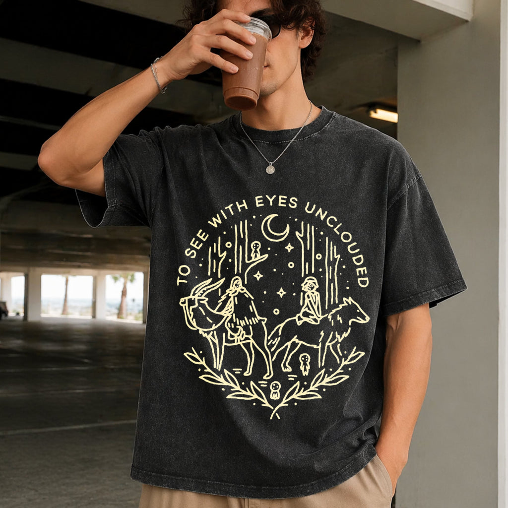 Princess Mononoke Acid 90s Vintage Washed T-Shirt product image 2