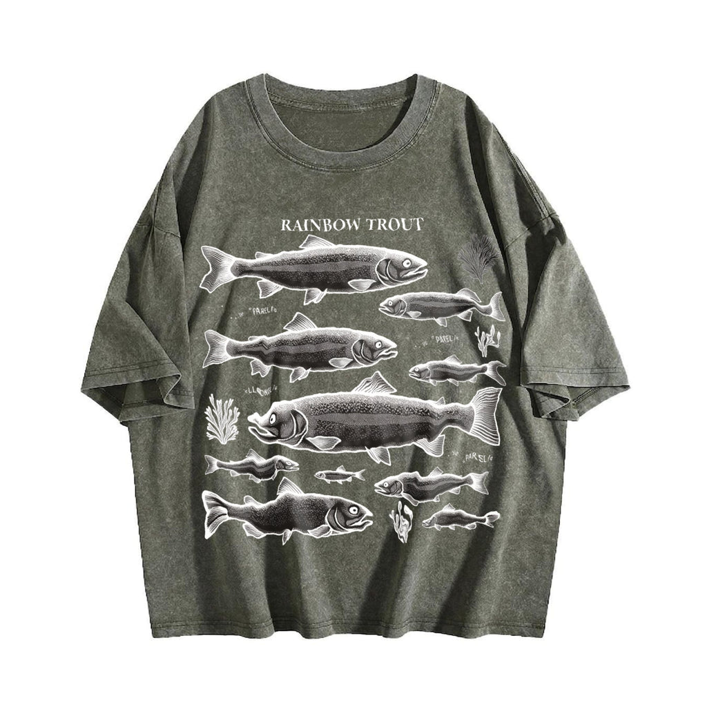 Rainbow Trout Fish 90s Vintage Washed T-Shirt product image 4