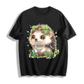 Summer : Hedgehog With Jewelry And Lucky Four-leaf Clover Cotton T-Shirt