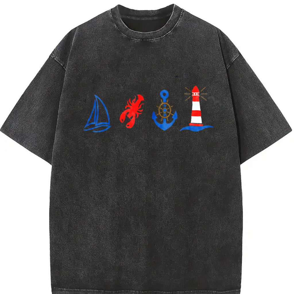Coastal Nautical Summer Vintage Washed T-Shirt product image 2