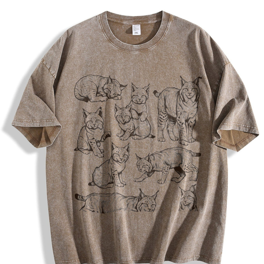 Lynx Cat 90s Tattoo Vintage Washed T-Shirt product image 3
