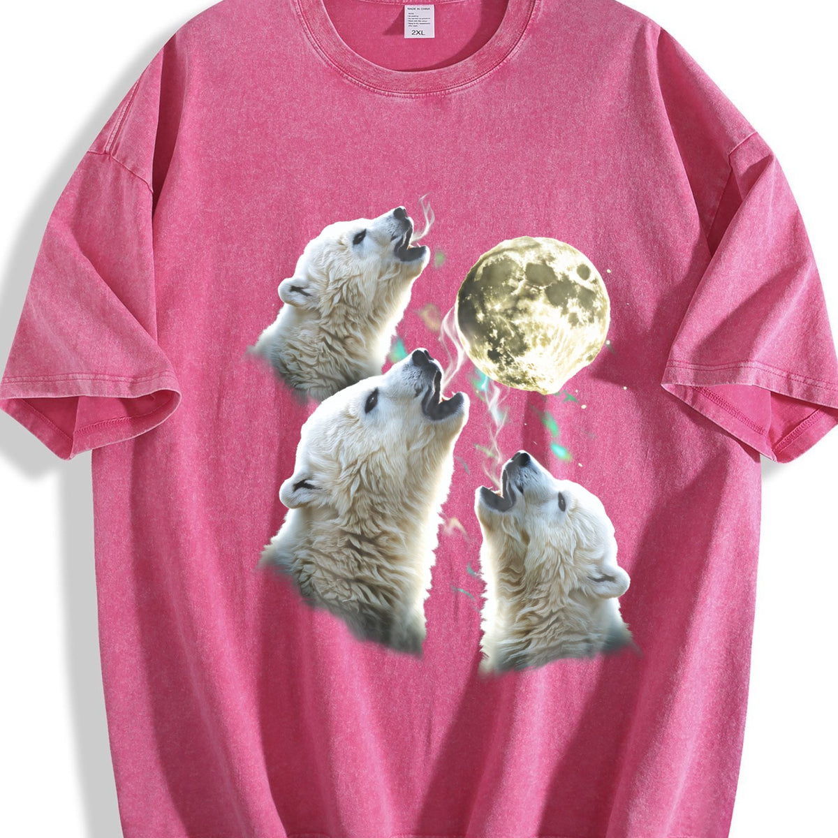 Baby Polar Bear Howling To Moon 90s Vintage Washed T-Shirt product image 7