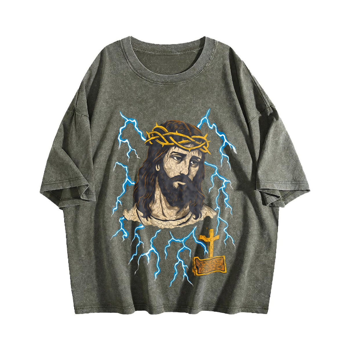 Jesus Lightning 90s Vintage Washed T-Shirt product image 4