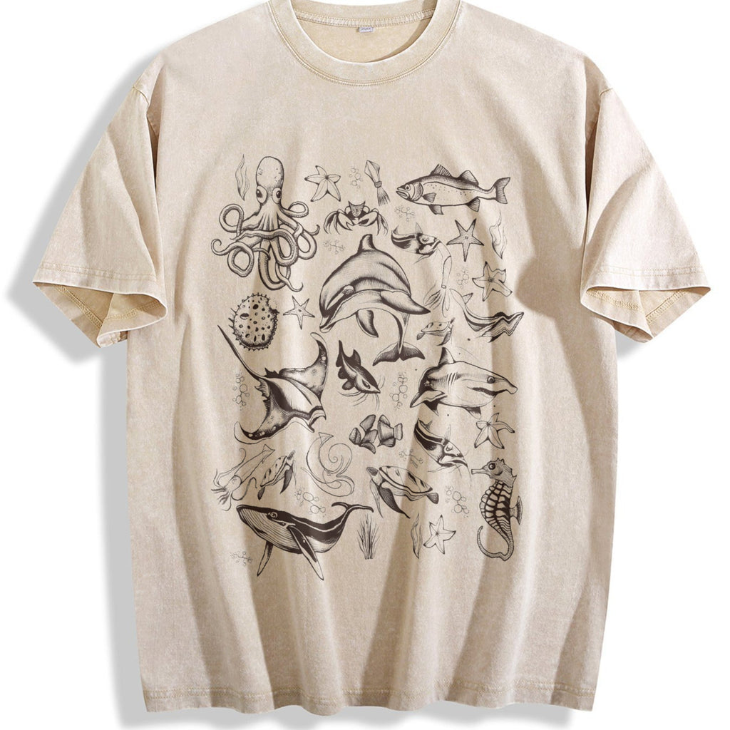 Sea Animal 90s Vintage Washed T-Shirt product image 1