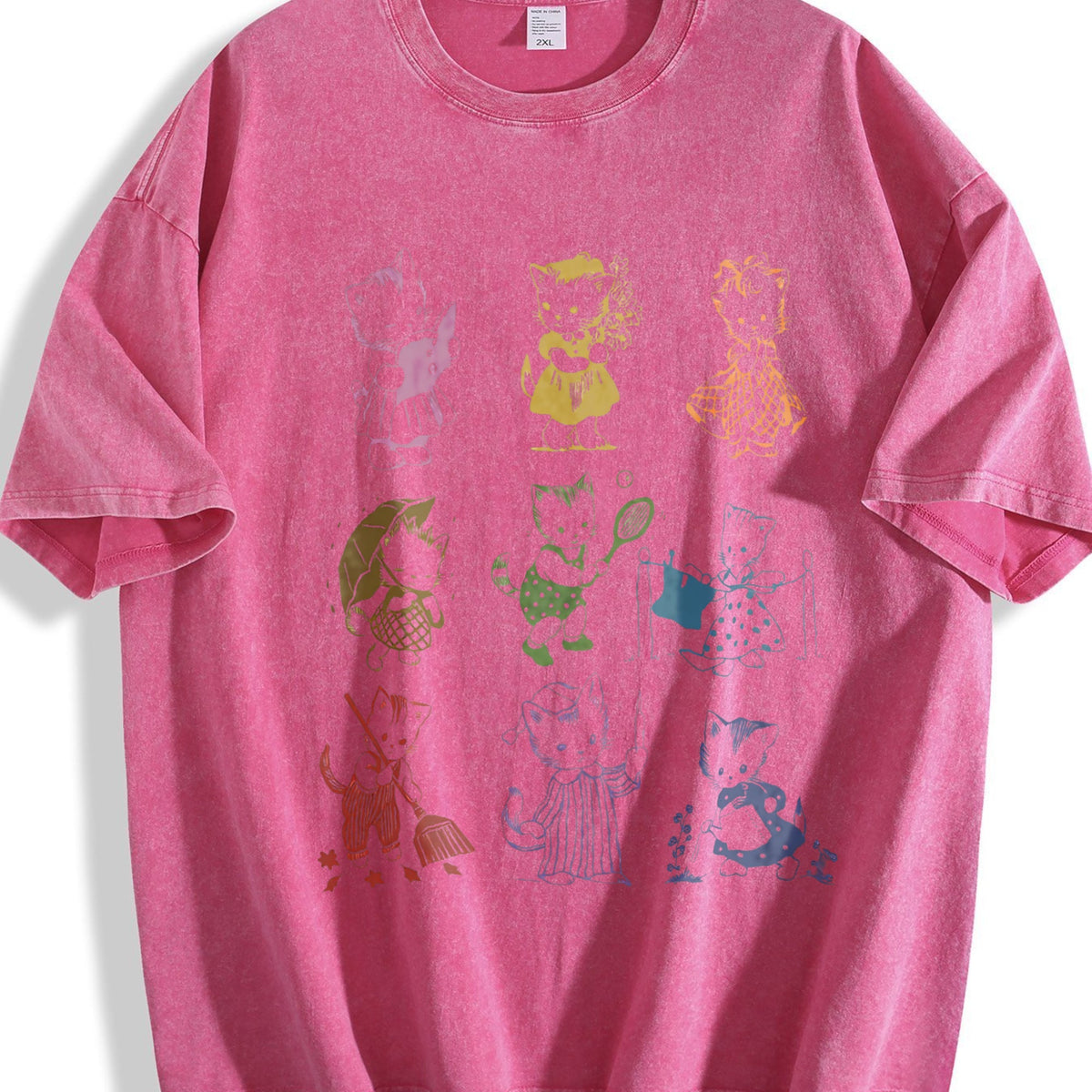 Cat 90s Tattoo Vintage Washed T-Shirt product image 7