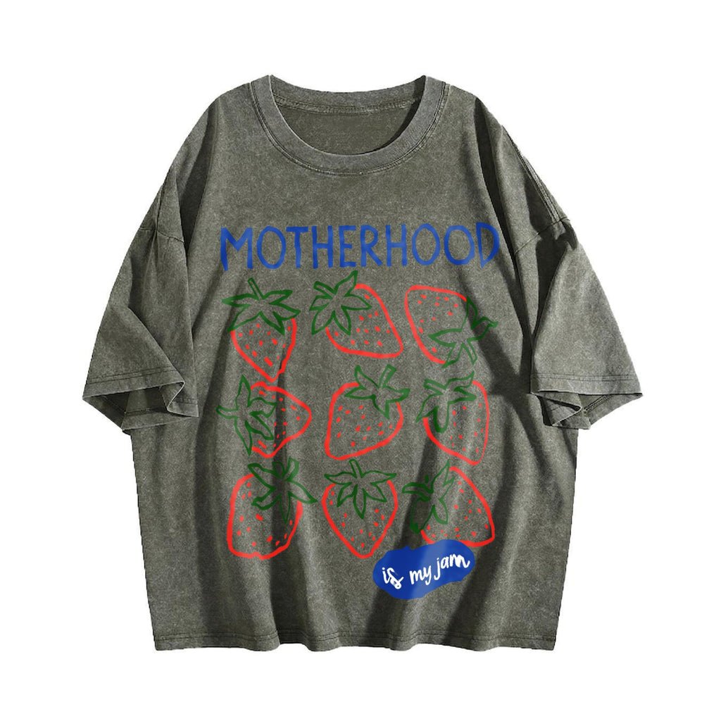 Motherhood Is My Jam Strawberry Pun Mom Life - Boxy Vintage product image 4