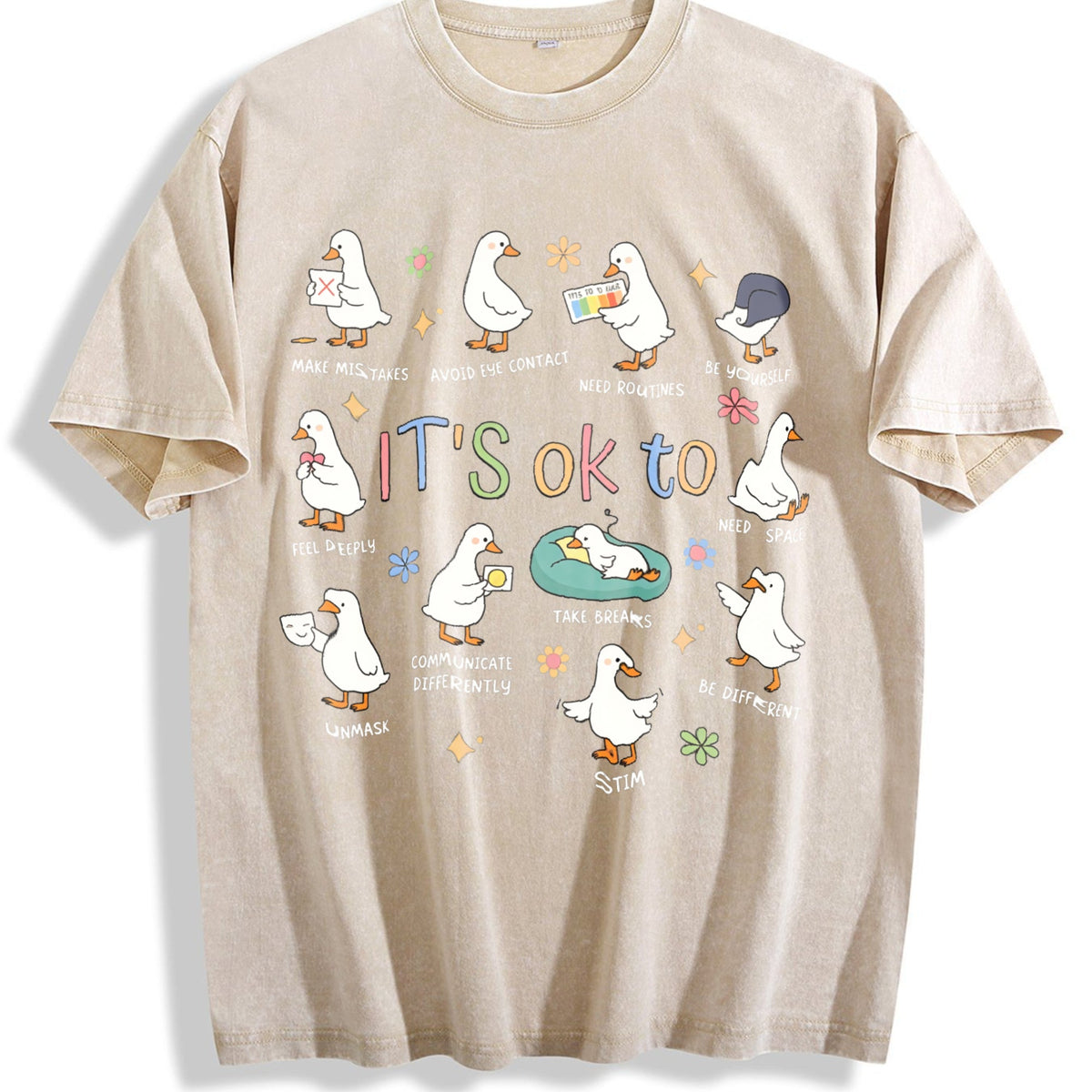 It's Ok To Be Different Autism Goose Vintage Washed T-Shirt product image 1
