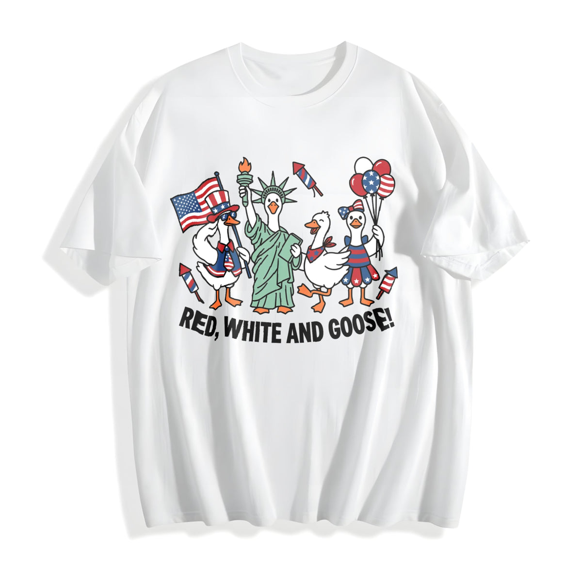 Red White And Goose Cotton T-Shirt product image 2