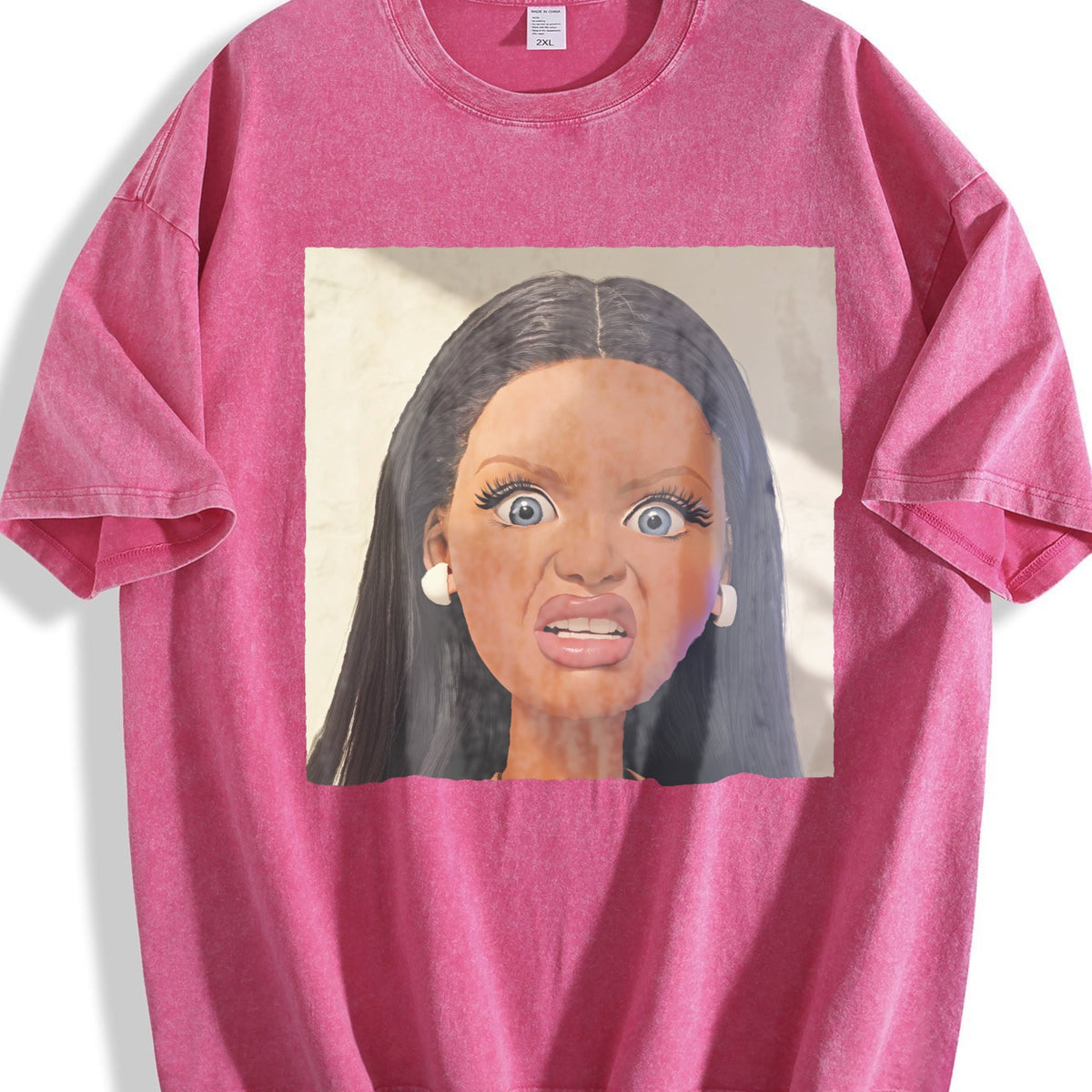Funny Surprised Doll Face Vintage Washed T-Shirt product image 7