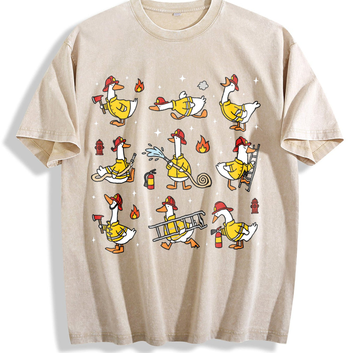 Funny Firefighter Goose Vintage Washed T-Shirt product image 1