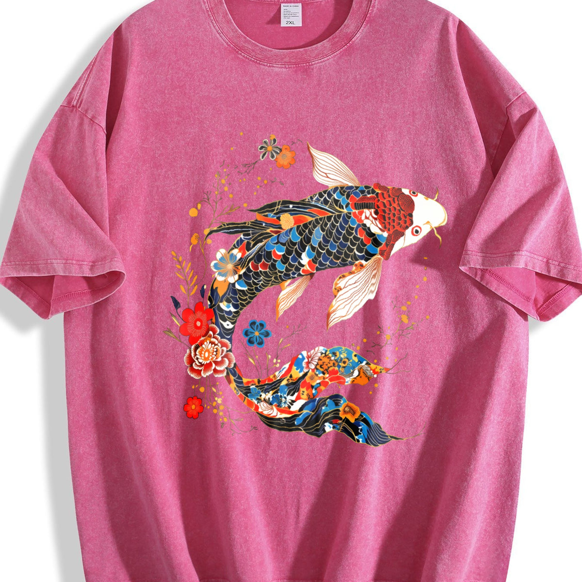 Koi Fish Theme Trend Pure Vintage Washed T-Shirt product image 5