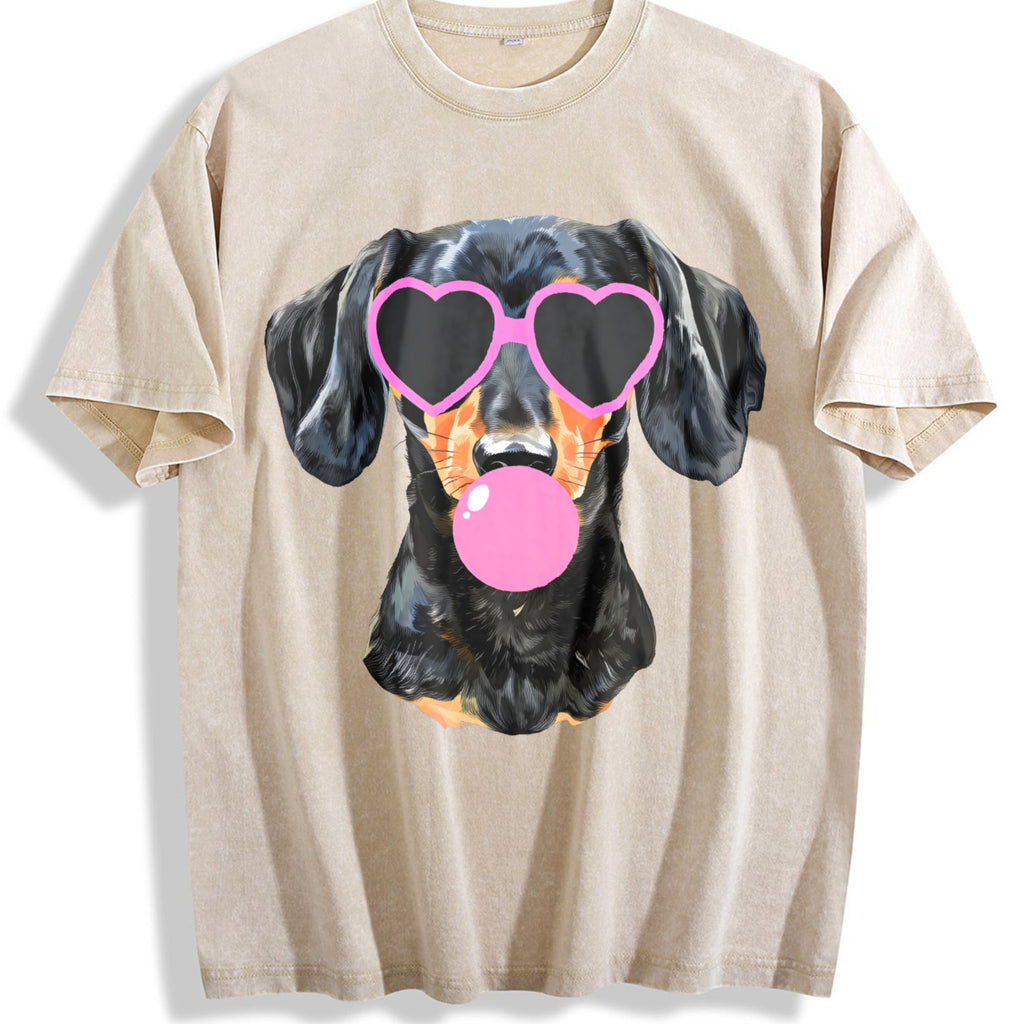 Dachshund Mama Blowing Bubble Vintage Washed T-Shirt product image 1