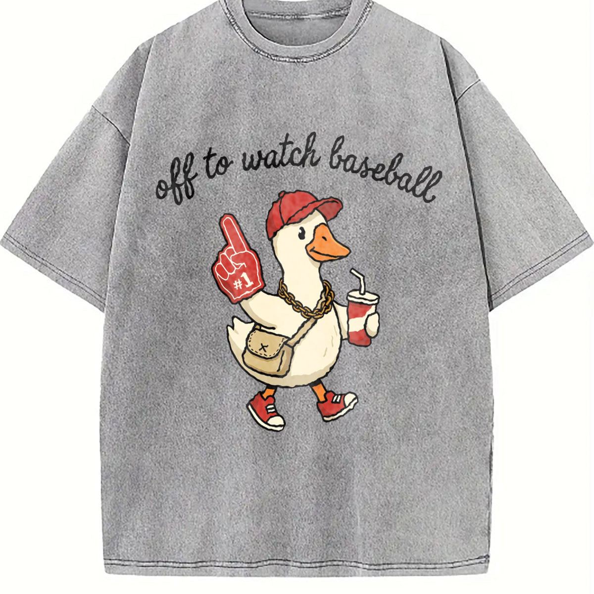 Off To Watch Baseball Goose Vintage Washed T-Shirt product image 4