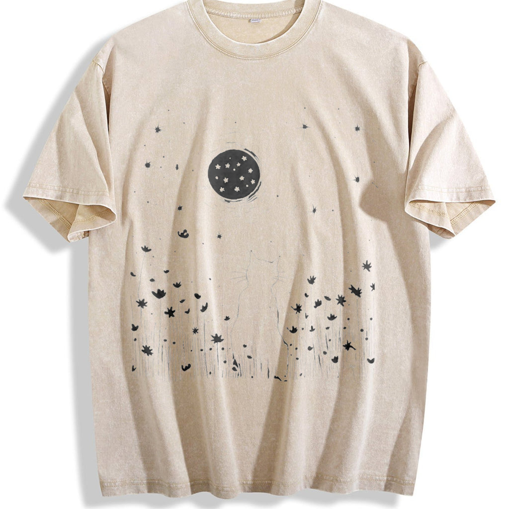 Inspired Moonlit Cat Field Vintage Washed T-Shirt product image 1
