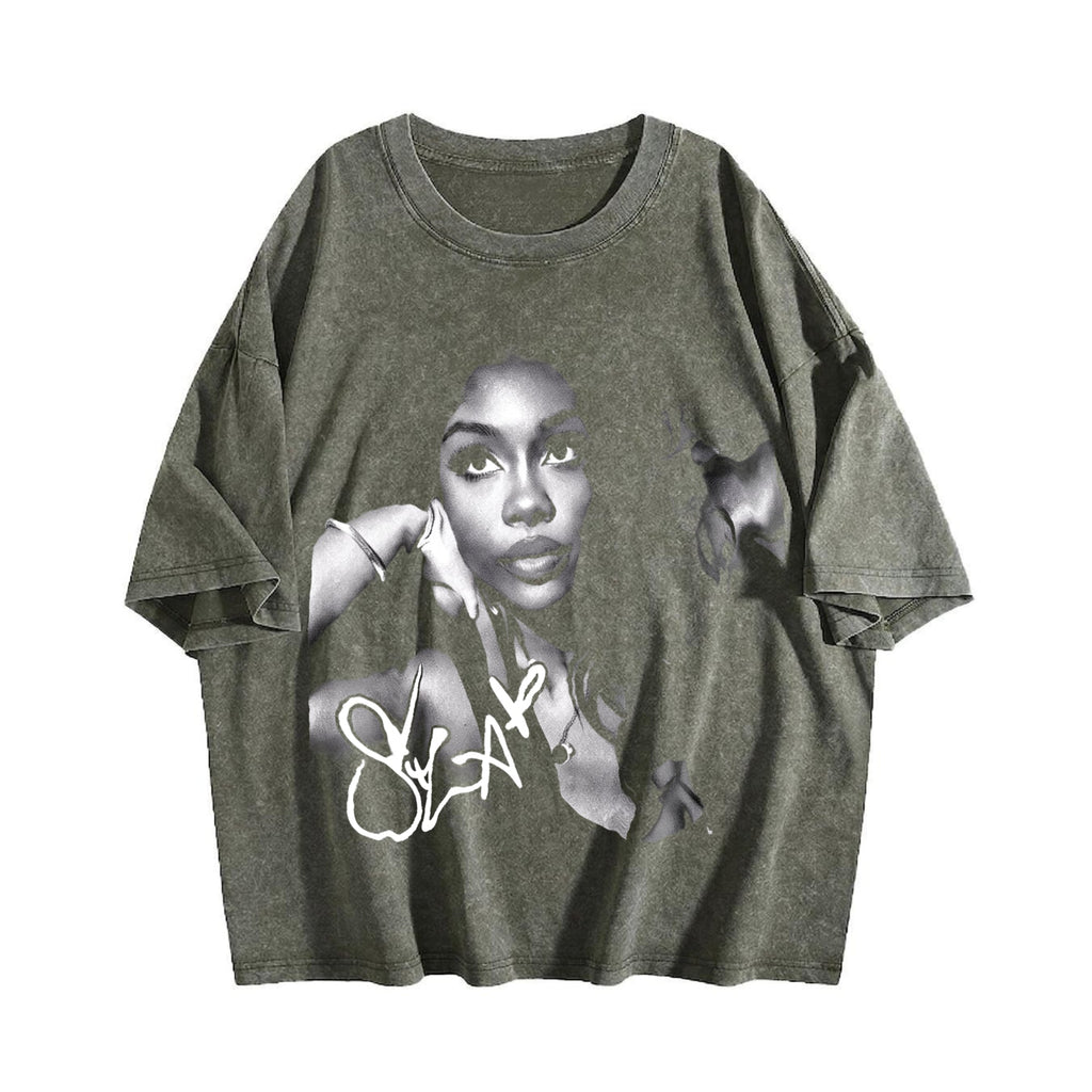 Monochrome Portrait Collage Vintage Washed T-Shirt product image 4