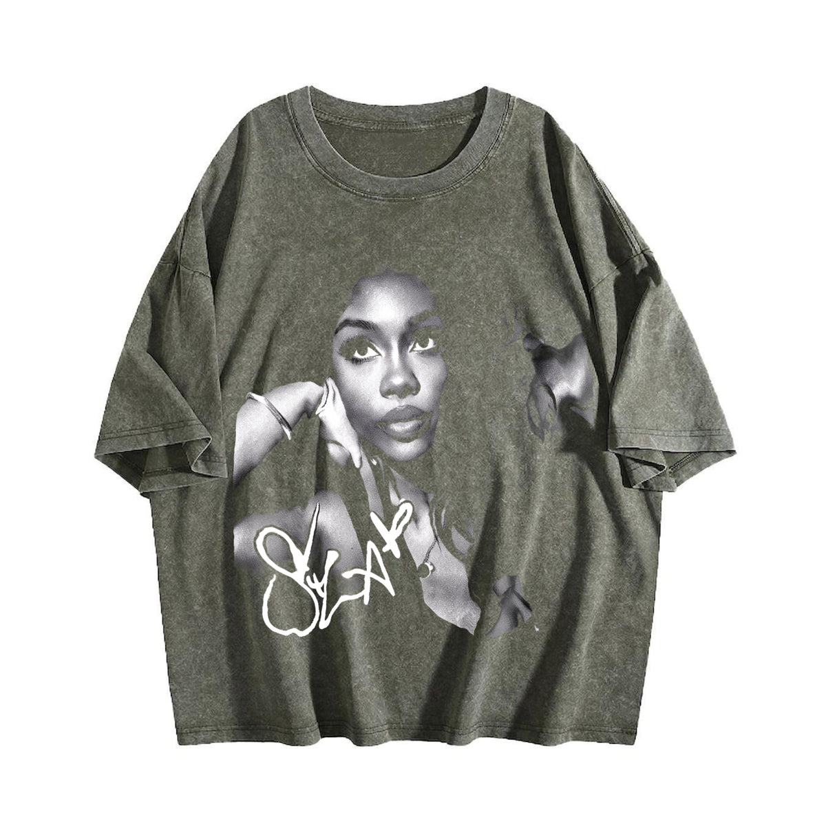 Monochrome Portrait Collage Vintage Washed T-Shirt product image 4