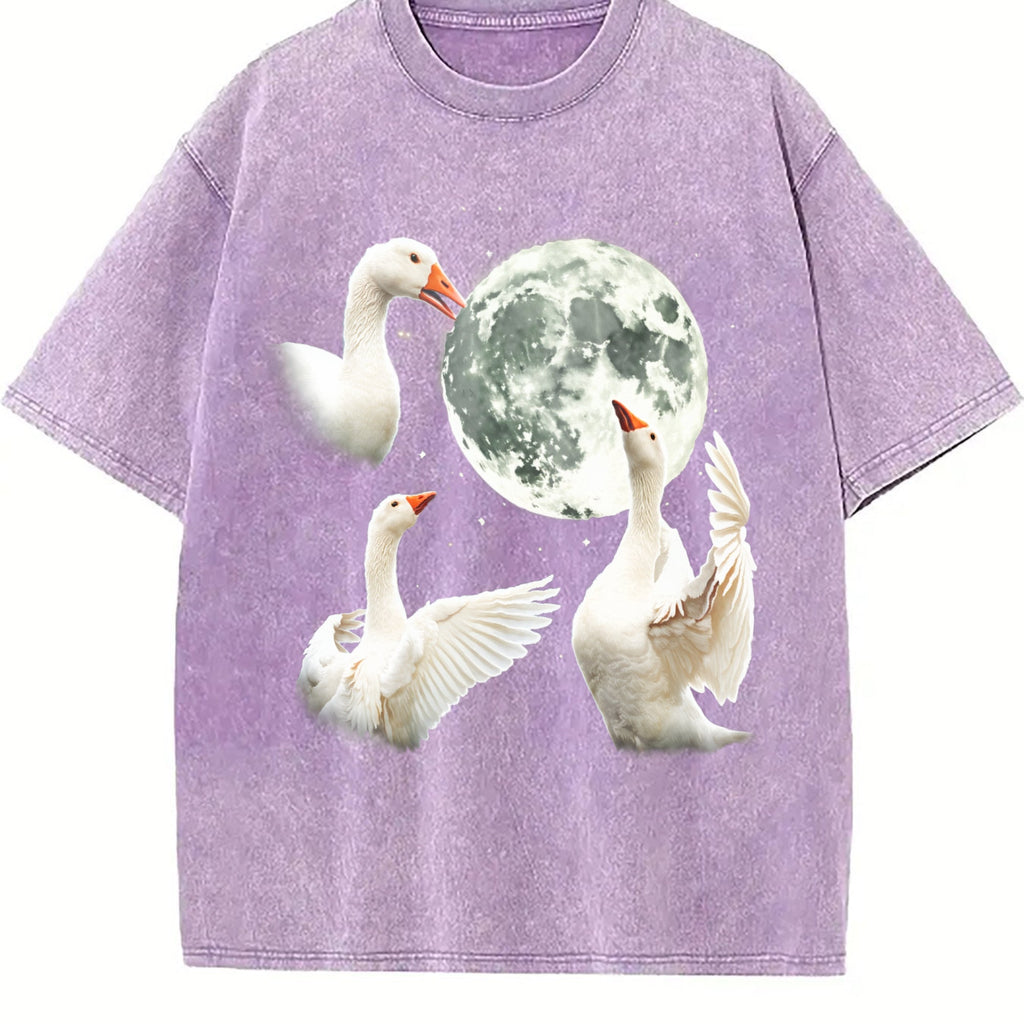 White Goose Howling At Moon 90s Vintage Washed T-Shirt product image 6