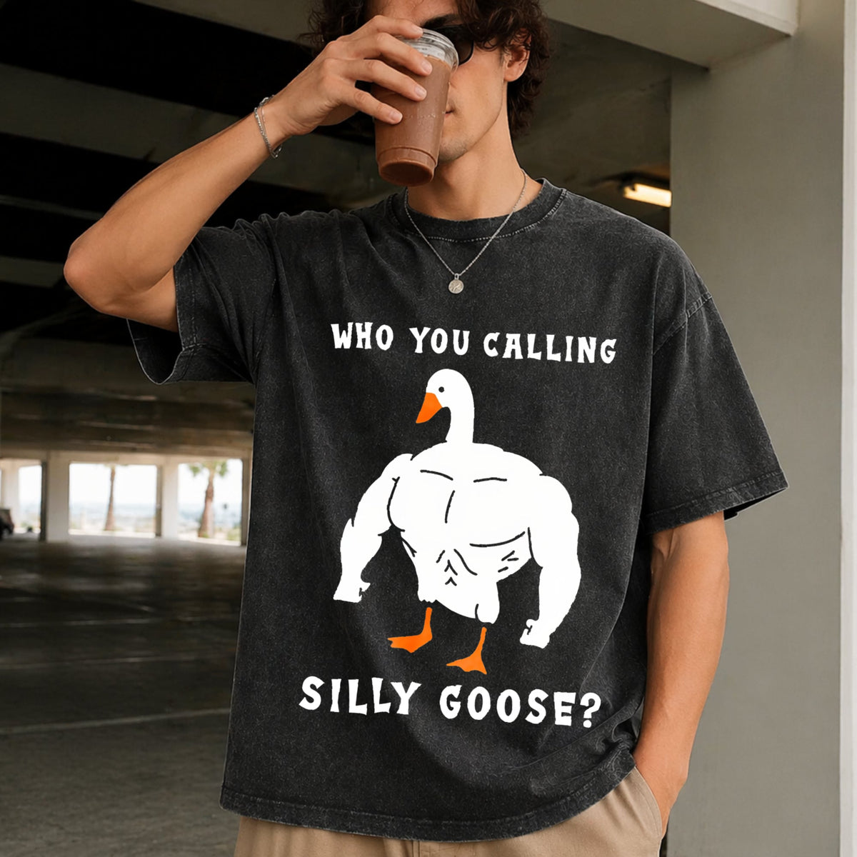 Silly Goose Funny Gym Meme Vintage Washed T-Shirt product image 2