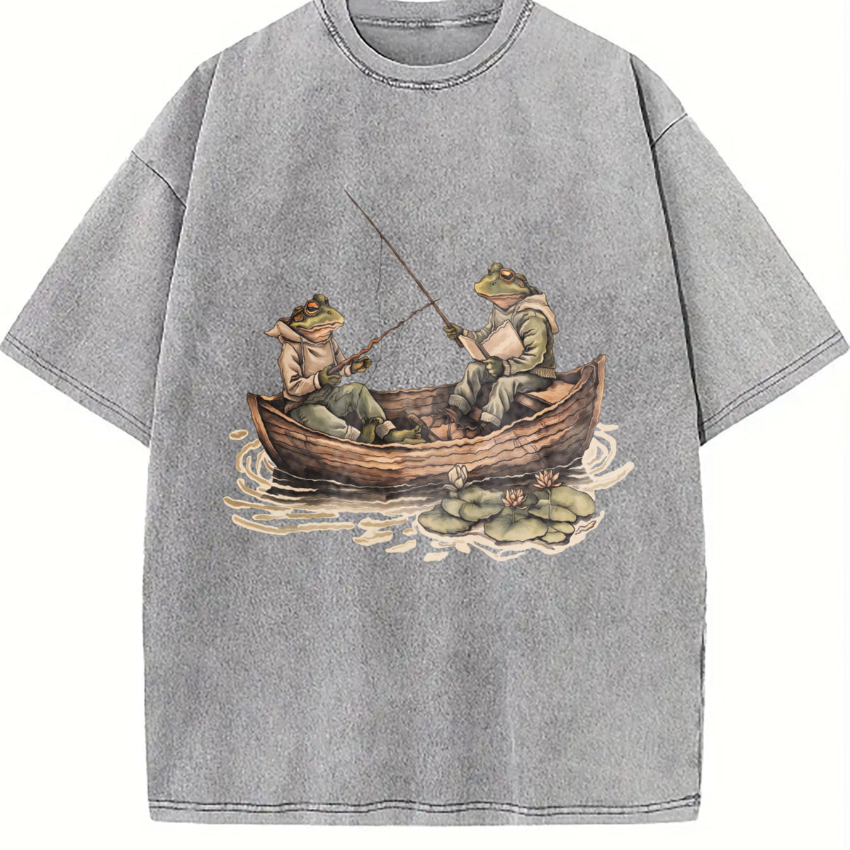 Two Frogs Fishing 90s Vintage Washed T-Shirt product image 5