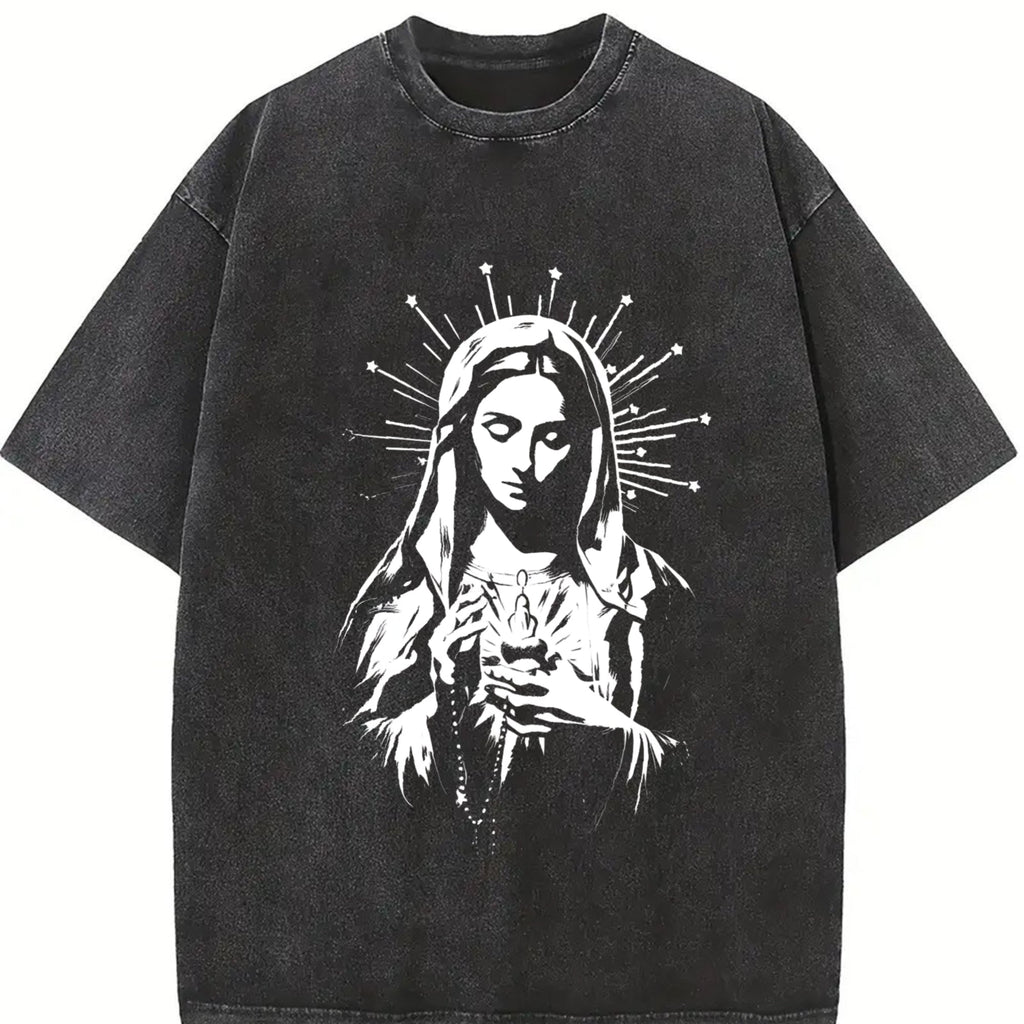 Catholic Icon - Guadalupe And Sacred Heart Vintage Washed product image 2