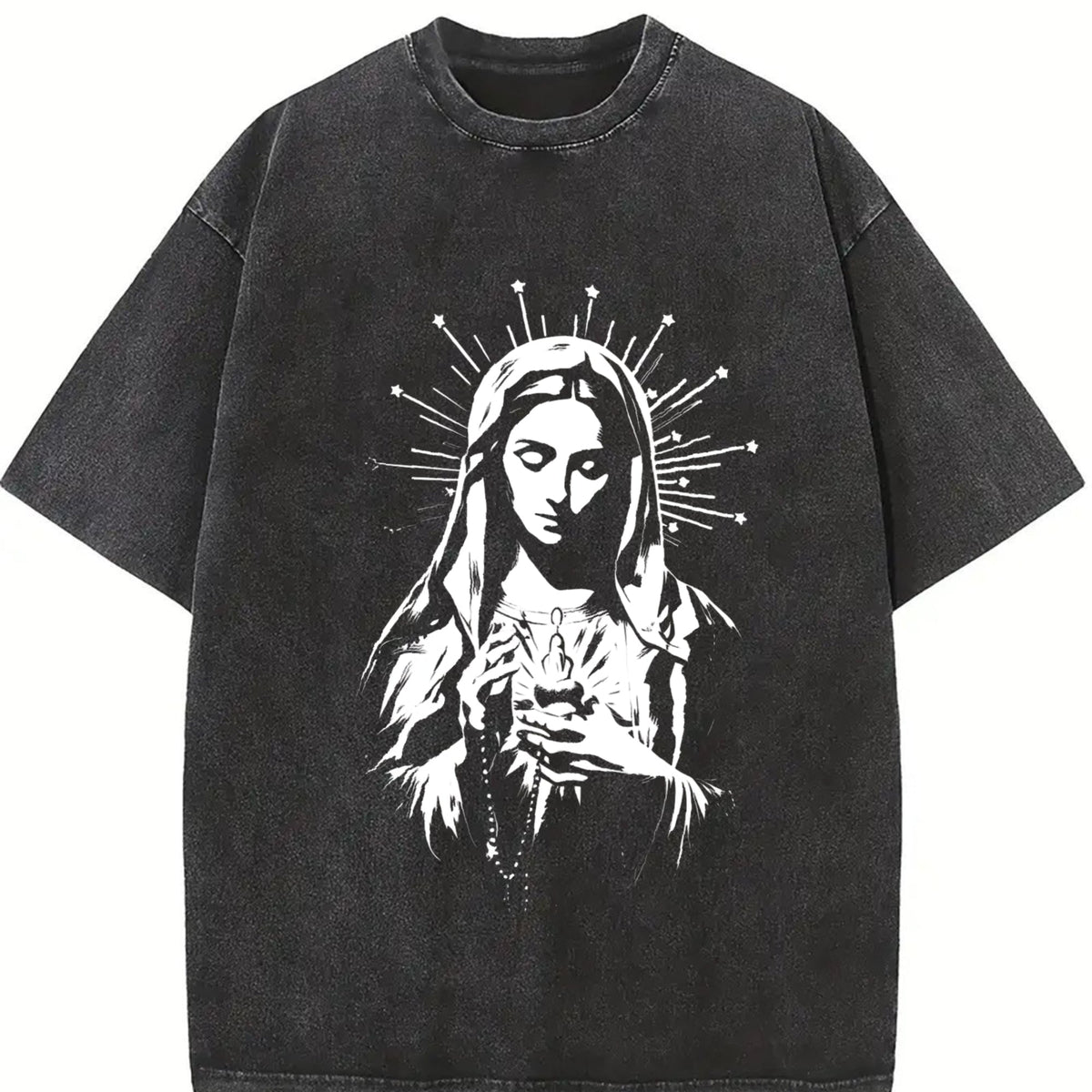 Catholic Icon - Guadalupe And Sacred Heart Vintage Washed product image 2