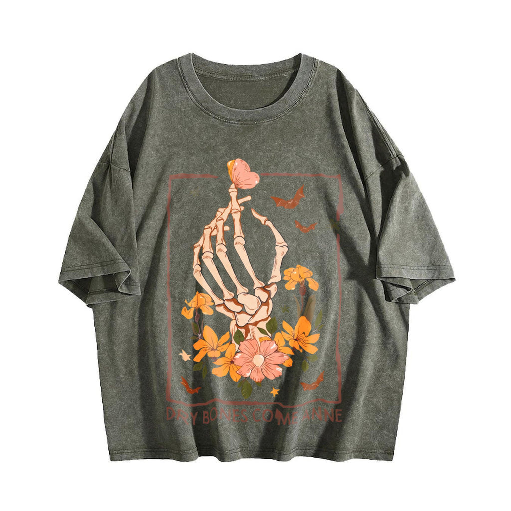 Y2K A Skeleton Hand Grasping A Heart And Flowers Vintage product image 4
