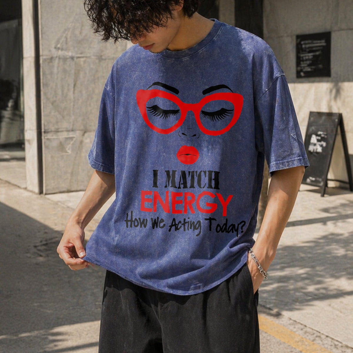 I Match Energy Slogan Vintage Washed T-Shirt product image 8