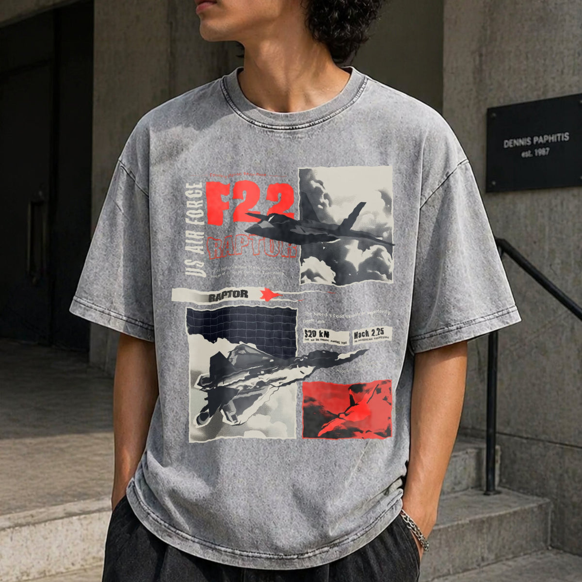 F-22 Raptor Military Funny Good Vintage Washed T-Shirt product image 5