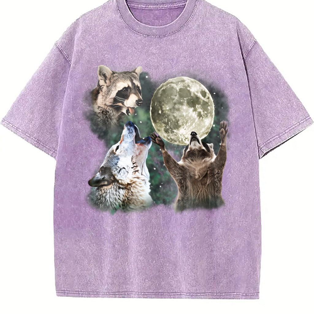 Raccoon And Wolf Vintage Washed T-Shirt product image 6