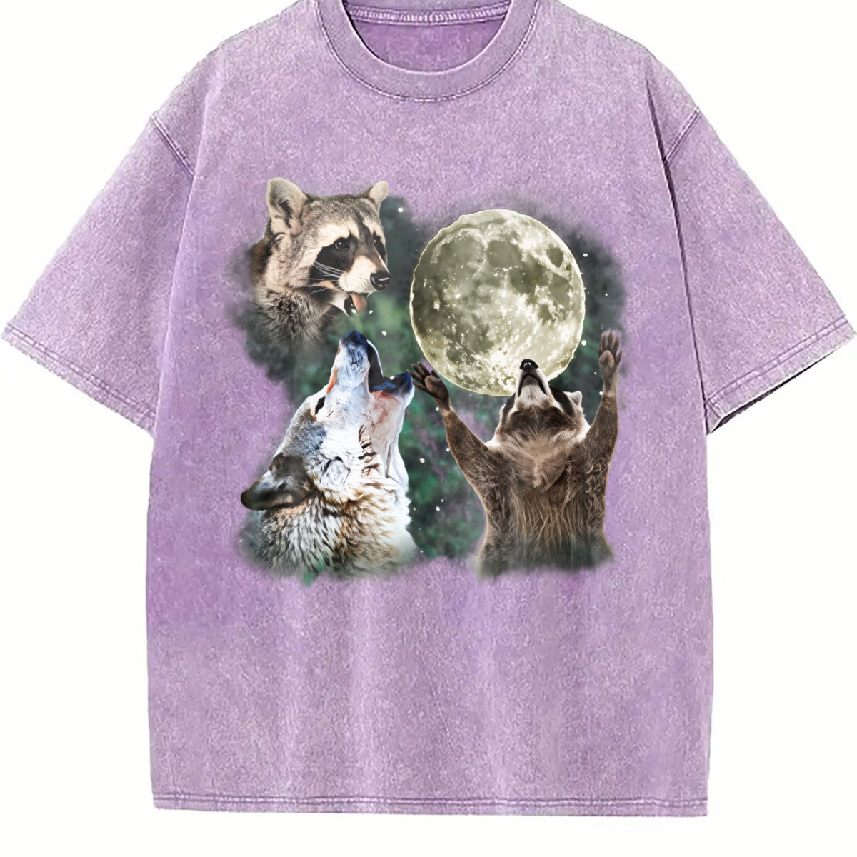 Raccoon And Wolf Vintage Washed T-Shirt product image 6
