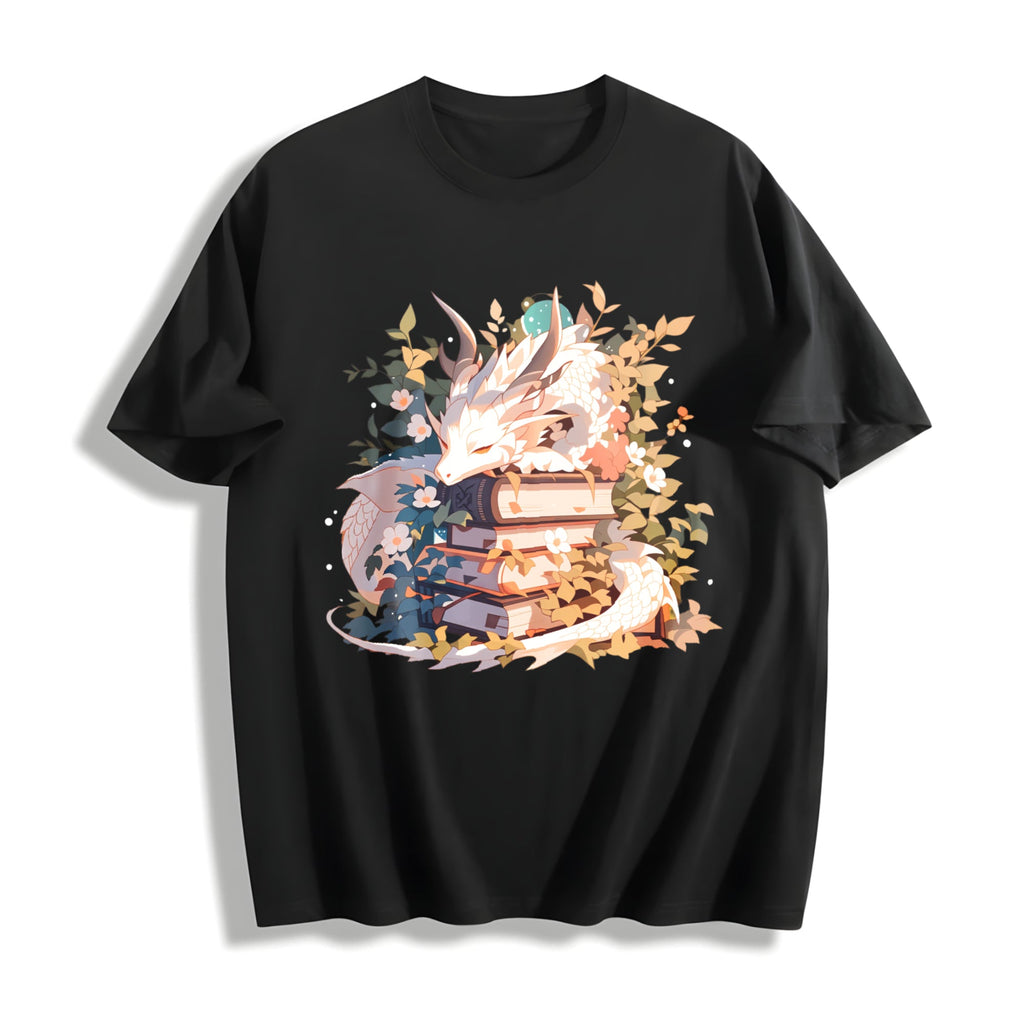Animal Series Summer : White Dragon Lying On Books With product image 1