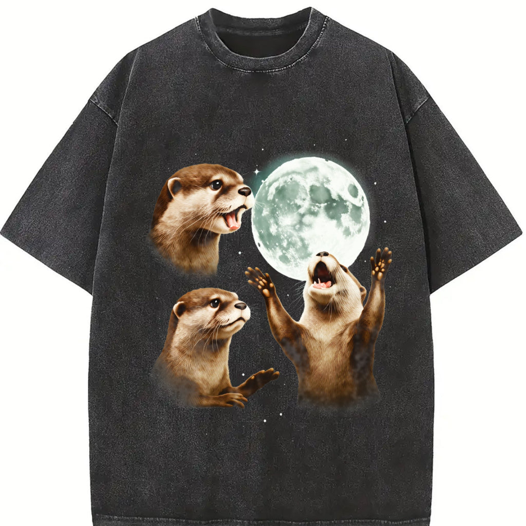Three Otters Moon 90s Vintage Washed T-Shirt product image 2