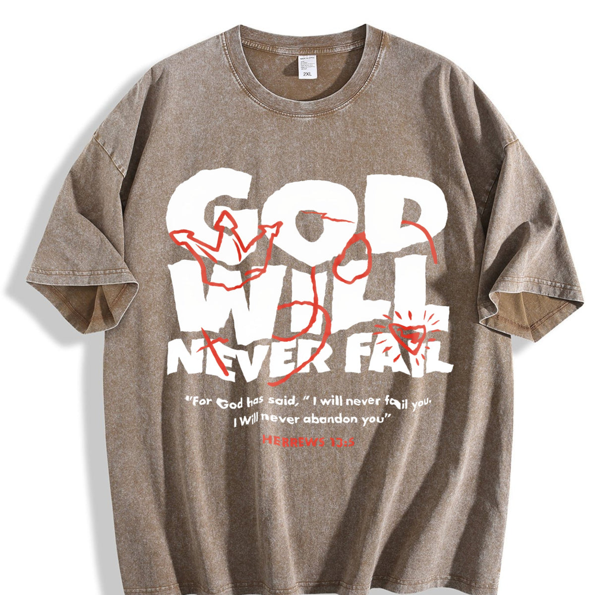 God Will Never Fail You Christian Faith Vintage Washed product image 3