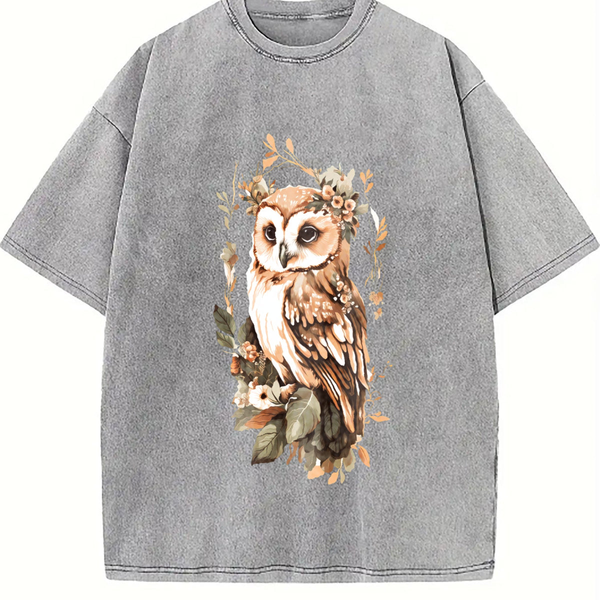 Green Leaf Owl Vintage Washed T-Shirt product image 5
