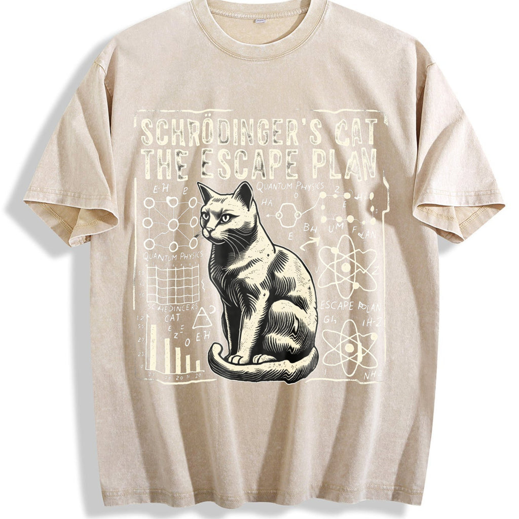 Schrodinger's Cat Escape Plan Vintage Washed T-Shirt product image 1